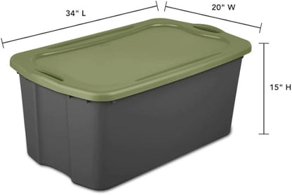 6-Pack 30 Gallon Plastic Storage Bins with Deep Recessed Lid, Stackable Heavy-Duty Storage Containers with Full Grip Handles for Camping Gear, Sports Equipment, Tools, Blankets & Sleeping Bags