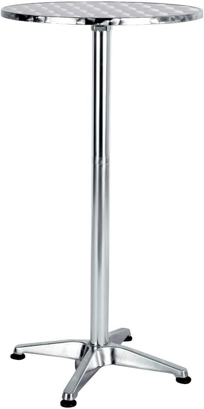 Silver Aluminum Indoor Outdoor 23.75" Restaurant Bar Table & Flash Furniture Mellie 23.25" Round Aluminum Indoor-Outdoor Bar Height Table with Flip-Up Table