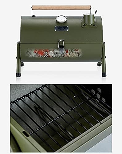 Portable Charcoal Barbecue Grill Outdoor BBQ Grill with Stainless Steel Grill Patio Camping Picnic Barbecue Stove Suitable for Car Picnic 3-5 People (Color : Green)