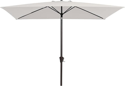 JEAREY 6.5x10ft Olefin Rectangular Patio Umbrella, Rectangle Outdoor Umbrellas with Auto Tilt Crank System, Market Table Umbrella UV Protection Fade-Resistant for Pool Deck Garden Yard, Foggy Gray