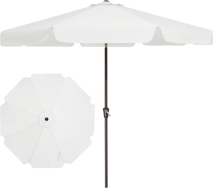 JEAREY 9 FT Patio Umbrella Outdoor, Table Umbrellas Market Umbrella w/Push Button Tilt/Crank, 8 Sturdy Ribs(Cream White)
