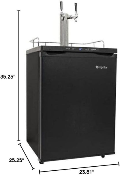 EdgeStar KC3000TWIN Full Size Dual Tap Kegerator with Digital Display - Black