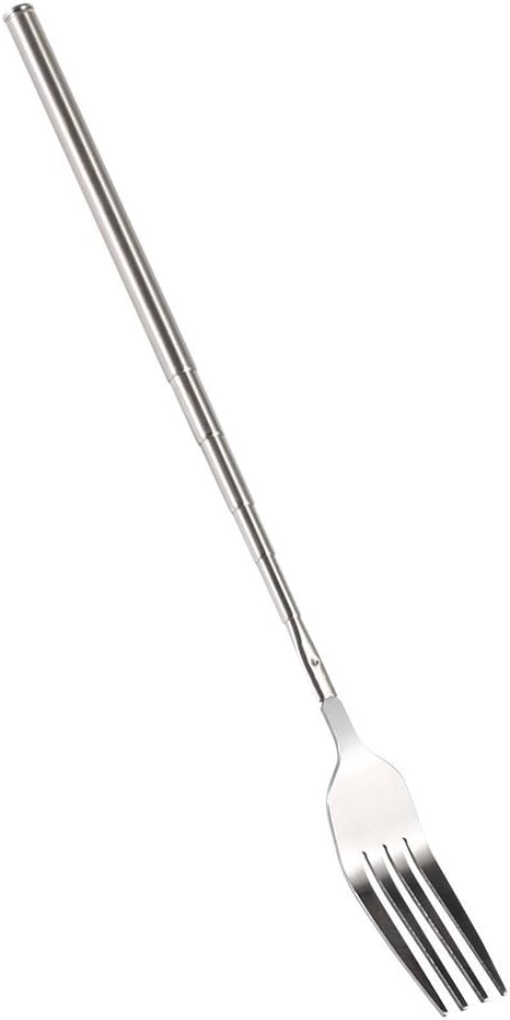 Extendable Fork,8.7 to 25.4 Inch Expandable fork prank,Expandable fork,Telescopic BBQ Fork, Stainless Steel, Extendable Handle,Long Dinner Fruit Dessert Cutlery (3 Pcs)