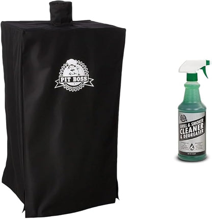 Pit Boss 5-Series Wood Pellet Vertical Smoker Cover, Black & 67290 Smoker Cleaner Grill Tool, Green