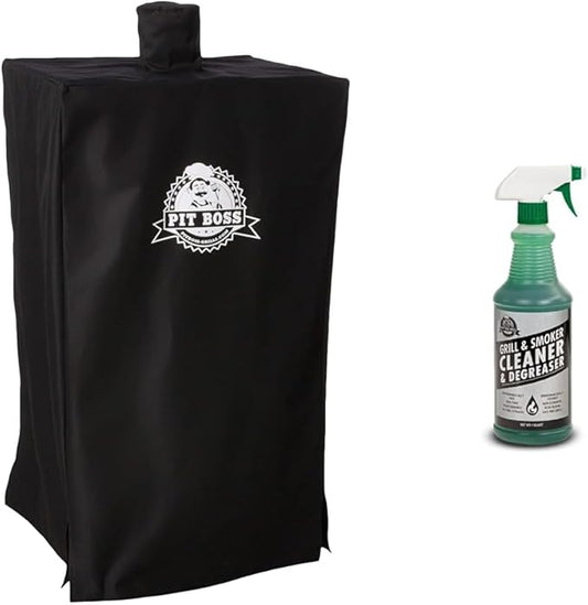 Pit Boss 5-Series Wood Pellet Vertical Smoker Cover, Black & 67290 Smoker Cleaner Grill Tool, Green