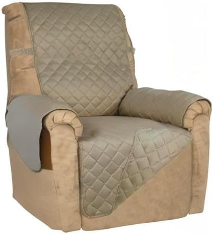 PureFit Reversible Recliner Chair Covers Couch Covers for Dogs, 19 in | Beige/Beige, Water Resistant Couch Protector, Washable Pet Couch Cover with Non Slip and Elastic Straps For Kids