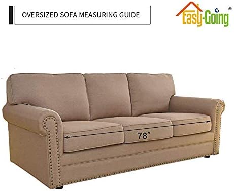 Easy-Going Reversible Oversized Couch Cover for 3 Cushion Couch Sofa Cover for Dogs Water Resistant Furniture Protector Cover with Foam Sticks for Pet (Oversized Sofa, Gray/Ivory) | Machine Washable Slipcover For Dogs, Water Resistant Furniture Mat For...
