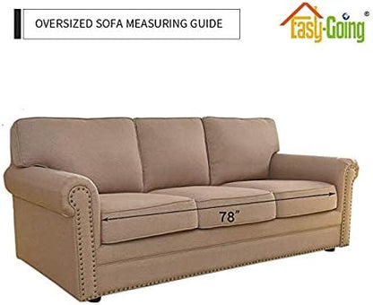 Easy-Going Reversible Oversized Couch Cover for 3 Cushion Couch Sofa Cover for Dogs Water Resistant Furniture Protector Cover with Foam Sticks for Pet (Oversized Sofa, Gray/Ivory) | Machine Washable Slipcover For Dogs, Water Resistant Furniture Mat For...