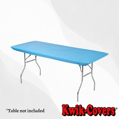 10 Pack of Rectangular Plastic Table Covers - 6' Foot or 8' Foot Options - Indoor or Outdoor Fitted Table Covers (Table NOT Included) (Light Blue, 30" x 96" (8' ft))