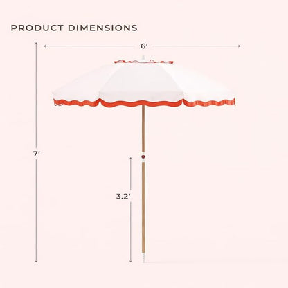 6FT Patio Beach Umbrella, UPF 50+ Sun Shade, Adjustable Tilt | Portable & Vented Outdoor Umbrella for Sand, Backyard & Garden, Harbour Rosé Pink (Light Pink & Orange)