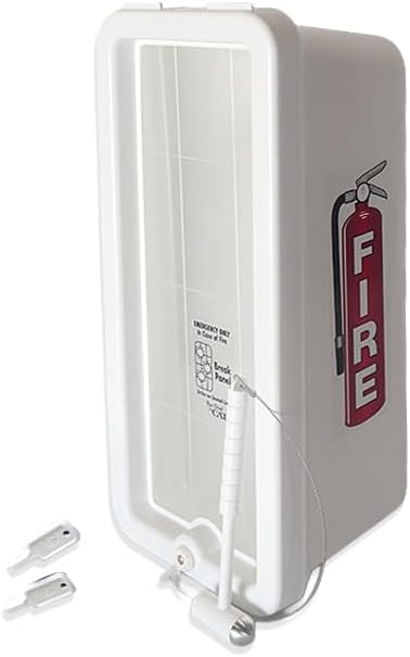 Cato 10501-H White Plastic Chief Fire Extinguisher Cabinet for 2-1/2 or 5 lb. Extinguisher, with Hammer and Cylinder Lock