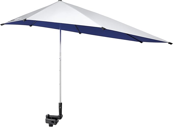 G4Free UPF 50+ Height Adjustable Beach Chair Umbrella with Universal Clamp | UV protection Chair Umbrella for Beach Chair, Golf Cart, Wheelchair, Stroller, Bleacher, Outdoor Patio, silver coating fabric