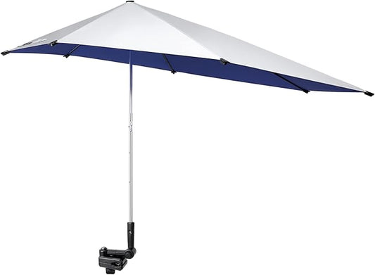 G4Free UPF 50+ Height Adjustable Beach Chair Umbrella with Universal Clamp | UV protection Chair Umbrella for Beach Chair, Golf Cart, Wheelchair, Stroller, Bleacher, Outdoor Patio, silver coating fabric