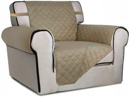 PureFit Reversible Chair Sofa Cover Dog Couch Covers for Sofa, 25.5 in | Beige/Beige, Water Resistant Couch Protector, Washable Pet Couch Cover with Non Slip and Elastic Straps For Kids