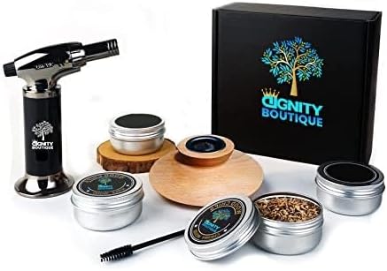 Cocktail Smoker Kit – Premium Old Fashioned Cocktail Kit Whiskey Smoker Kit Includes 4 Wood Chips, Torch, Cover – Smoking Accessories Bourbon Gifts for Men