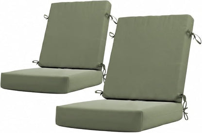 California Umbrella Outdoor Dining Chair, Set of 2 Patio Seat Cushions, 20 x 40 Inch, Premium Outdoor Memory Foam, Fade Resistant, Sunbrella Fabric, Fabric Ties, Spa