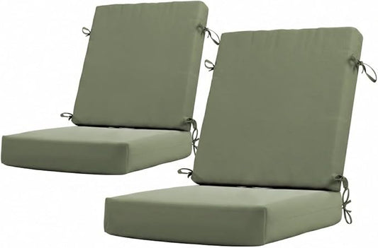 California Umbrella Outdoor Dining Chair, Set of 2 Patio Seat Cushions, 20 x 40 Inch, Premium Outdoor Memory Foam, Fade Resistant, Sunbrella Fabric, Fabric Ties, Spa