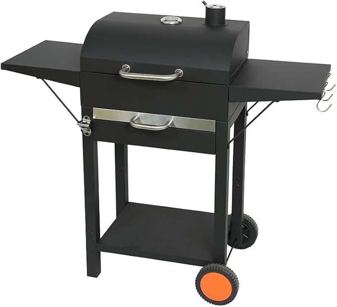 24 Inch Portable Charcoal Grill with 2 Side Table– Large Stainless Steel BBQ Grill with Adjustable Heat Control & Ash Catcher, 239 sq.in. Cooking Area for Backyard Camping Picnic Tailgate Party
