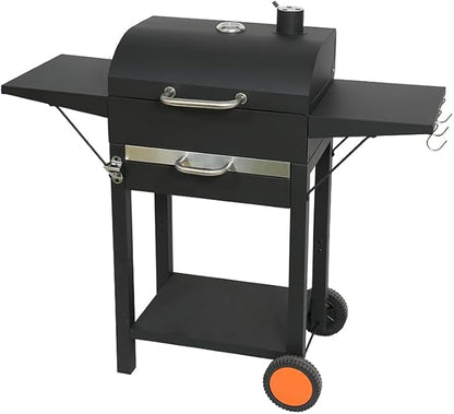 24 Inch Portable Charcoal Grill with 2 Side Table– Large Stainless Steel BBQ Grill with Adjustable Heat Control & Ash Catcher, 239 sq.in. Cooking Area for Backyard Camping Picnic Tailgate Party