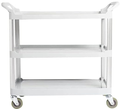 Amazon Basics 3-Tier Rolling Utility Cart with Wheels, Commercial Grade, Storage Cart with 400 lbs Loading Capacity, Portable Mobile Shelving, Gray