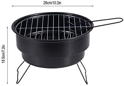 Portable BBQ Grill Round Barbecue Rack Stainless Steel Mini Charcoal Camping Tools