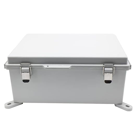 Watertight Electrical Junction Box with Mounting Plate, Clear Hinged Cover Stainless Steel Latch, Plastic Enclosure for Project Wall Bracket, IP67 13.8*9.8*5.9inch（350×250×150mm）