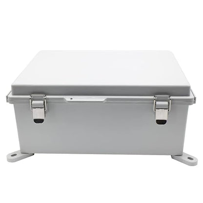 Watertight Electrical Junction Box with Mounting Plate, Clear Hinged Cover Stainless Steel Latch, Plastic Enclosure for Project Wall Bracket, IP67 13.8*9.8*5.9inch（350×250×150mm）