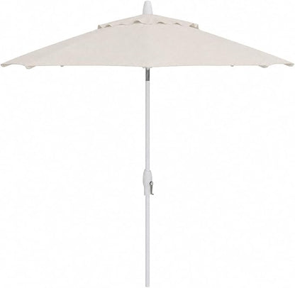 Treasure Garden 9ft Patio Umbrella - Outdoor Furniture Market Umbrella – Deluxe Auto-Tilt – White Aluminum Frame (Sunbrella, Canvas)
