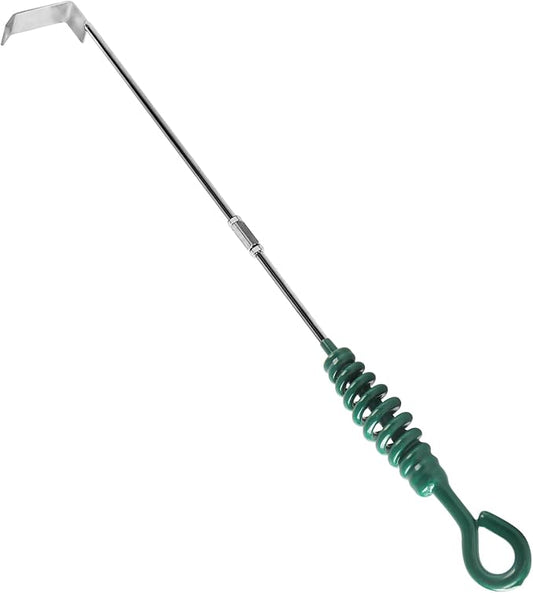 Vankey 18 Inch BBQ Ash Tool, kamado Joe Charcoal Smoker Wood Burning Stove ash Rake Grilling Accessories, Green Threaded Handle Charcoal Garden Tools Grill Cleaning Tools