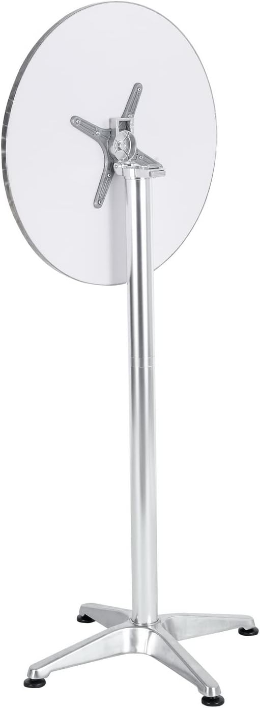 Set of 2, Aluminum Indoor Outdoor 23.75" Round Restaurant Bar Height 45" Table flip top, Patio Stainless Steel Silver Furniture 25.75" Base