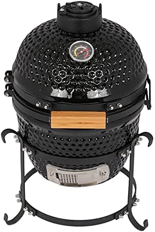 Portable Charcoal Grill 13" - Heavy-Duty Outdoor BBQ with Thermometer & Dual Access Doors, Perfect for Camping, Beach, Garden, Patio & Backyard - Black