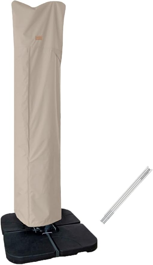 Patio Umbrella Cover for 9ft to 13ft Offset Umbrella, Water Resistant, Curved Cantilever and Straight Pole Parasol Outdoor Umbrellas Cover with Zipper and Rod