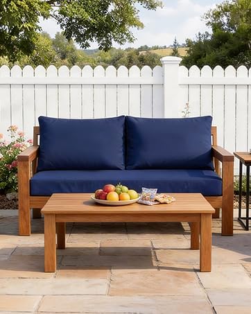 Outdoor Loveseat Cushion Set, 48" x 24" Loveseat Cushions for Outdoor Furniture, Waterproof & Fade-Resistant Patio Furniture Cushions, Deep Seat Cushion for Bench, Swing and Couch, Navy Blue