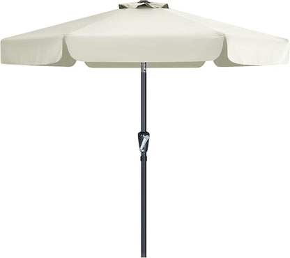 MASTERCANOPY 7.5ft Patio Umbrella with Valance, Crank & Tilt, Light Beige | 6 ribs, UV/fade-resist, waterproof, vent, for garden/deck/yard/pool