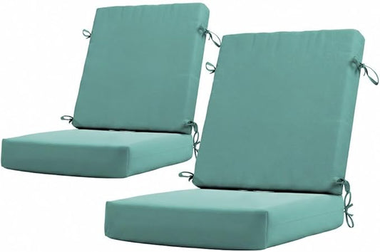 California Umbrella Outdoor Dining Chair, Set of 2 Patio Seat Cushions, 20 x 40 Inch, Premium Outdoor Memory Foam, Fade Resistant, Sunbrella Fabric, Fabric Ties, Aruba