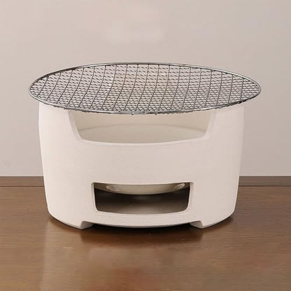 Pottery Barbecue Stove, Portable Wood Clay Charcoal Stove, Multipurpose Outdoor Charcoal Stove, Indoor Charcoal Grill, with Metal Baking Tray(L)