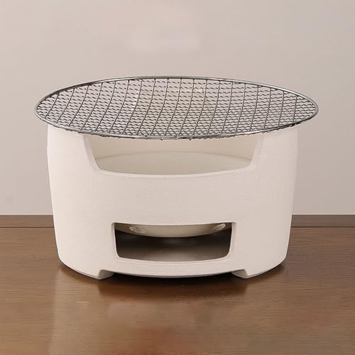 Pottery Barbecue Stove, Portable Wood Clay Charcoal Stove, Multipurpose Outdoor Charcoal Stove, Indoor Charcoal Grill, with Metal Baking Tray(L)