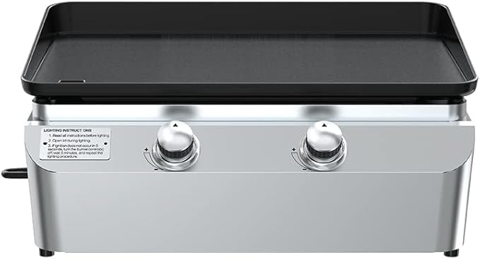 Nexgrill 2-Burner Propane Gas Tabletop Griddle, 19,000 BTUs, 323 SQ In, Stainless Steel Control Panel, Small Portable Propane Griddle for Outdoor Cooking, Camping, BBQs, and More - 820-0061