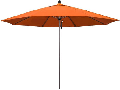 California Umbrella 11' Rd. Venture Series Contract Grade Patio Umbrella, Pulley Open, Bronze Finish, Sunbrella Tangerine