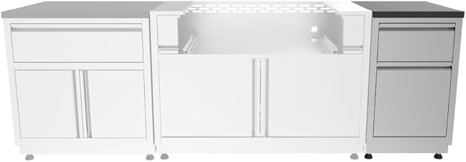 GRILLA Outdoor Kitchen Cabinet 19.5" with 2 Built-in Drawers, Stainless Steel, Modular, For Outdoor Grilling, Outdoor Kitchen, and Storage
