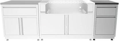 GRILLA Outdoor Kitchen Cabinet 19.5" with 2 Built-in Drawers, Stainless Steel, Modular, For Outdoor Grilling, Outdoor Kitchen, and Storage