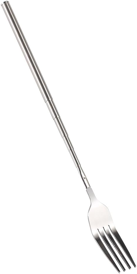 Extendable Fork,8.7 to 25.4 Inch Expandable fork prank,Expandable Telescopic BBQ Fork, Stainless Steel, Extendable Handle,Long Dinner Fruit Dessert Cutlery