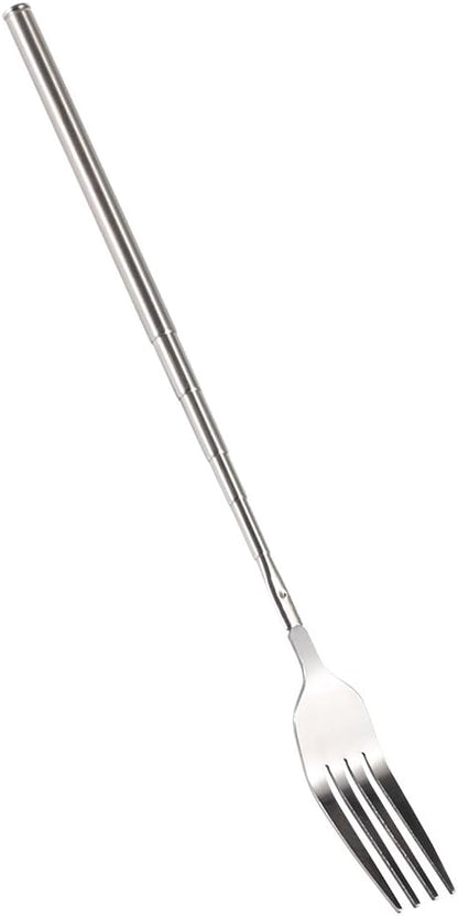 Extendable Fork,8.7 to 25.4 Inch Expandable fork prank,Expandable Telescopic BBQ Fork, Stainless Steel, Extendable Handle,Long Dinner Fruit Dessert Cutlery
