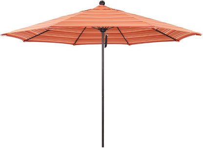 California Umbrella 11' Rd. Venture Series Contract Grade Patio Umbrella, Pulley Open, Bronze Finish, Sunbrella Dolce Mango