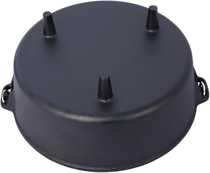 Hibachi Grill Outdoor, Homonova 2 in 1 Pre-Seasoned Cast Iron Dutch Oven with Skillet Lid, Portable Charcoal BBQ for Outdoor Cooking, Camping Fireplace Deep Pot with Leg Base (4.5 Quart)