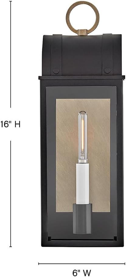 Hinkley Campbell Small Wall Mount Outdoor Lantern, Black/Burnished Bronze
