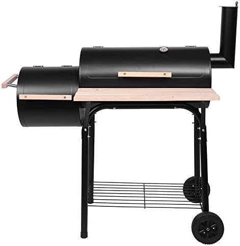 Portable Charcoal Grill 44x25x44in - Heavy-Duty BBQ with Thermometer & Doors, Perfect for Camping, Beach, Garden, Patio & Backyard - Black Outdoor Grill