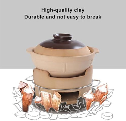Compact Ceramic Charcoal Grill for Outdoor and Indoor Use Portable Round Clay Fire Pit Ideal for Camping and Home Cooking (One Color L)