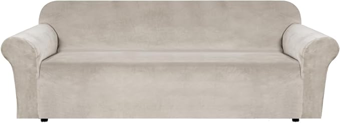 H.VERSAILTEX Stretch Velvet Sofa Covers Large Couch Covers Furniture Protector Soft with Non Slip Elastic Bottom, Feature Thick Comfy Rich Velour (Extra Large Sofa 98"-105", French Oak)