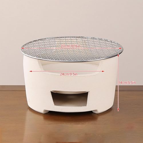 Pottery Barbecue Stove, Portable Wood Clay Charcoal Stove, Multipurpose Outdoor Charcoal Stove, Indoor Charcoal Grill, with Metal Baking Tray(Medium)